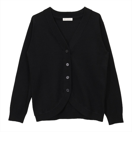 裾丸Vネックニットカーディガン レディース