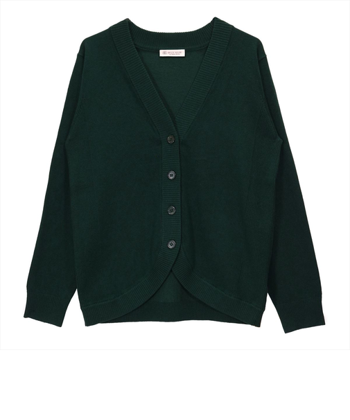 裾丸Vネックニットカーディガン レディース