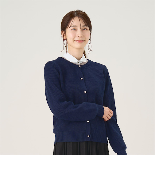 カノコクルーネック ニットカーディガン レディース