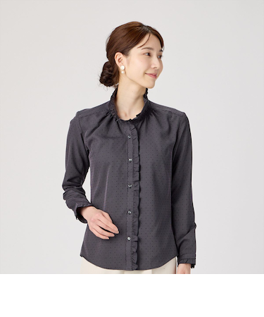【COFREX】 スタンドゴムシャーリング 長袖 レディースデザインシャツ