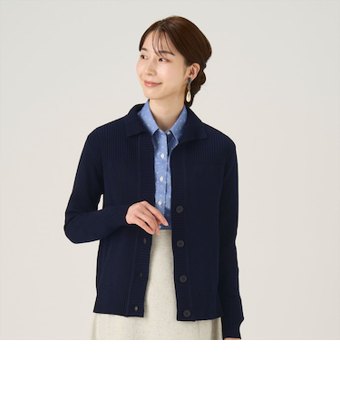 スタンドヘンリーネック ニットカーディガン レディース