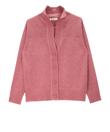 スタンドヘンリーネック ニットカーディガン レディース