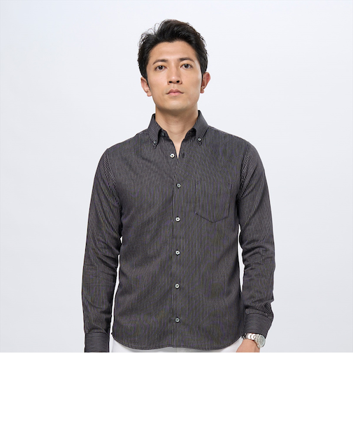 デザインカジュアルシャツ ボタンダウン 長袖 メンズ