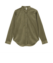 【Pitta Re:)】 コーデュロイ風カジュアルシャツ スタンド 長袖 レディース