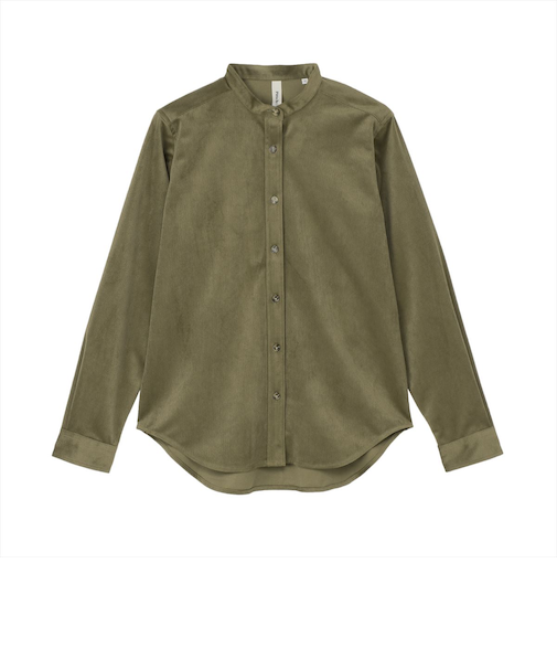 【Pitta Re:)】 コーデュロイ風カジュアルシャツ スタンド 長袖 レディース