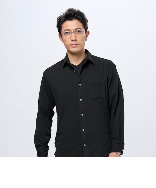 ニットジャカード カジュアルシャツ レギュラー 長袖 メンズ