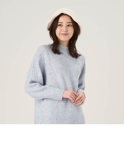 【Pitta Re:)】 クルーネックニットプルオーバー ネップヤーン レディース