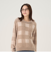 【Pitta Re:)】 ジャカードニットプルオーバー チェック レディース