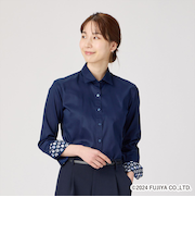 【ペコちゃん×TOKYO SHIRTS】 ワイド 長袖 形態安定 レディースシャツ