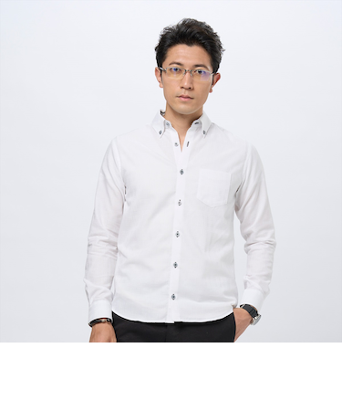 デザインカジュアルシャツ ボタンダウン 長袖 メンズ
