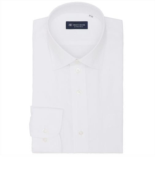 【透け防止】 ワイド 長袖 形態安定 ワイシャツ