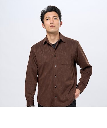 ニットジャカード カジュアルシャツ レギュラー 長袖 メンズ