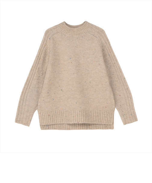 【Pitta Re:)】 クルーネックニットプルオーバー ネップヤーン レディース