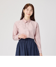 レギュラー 長袖 形態安定 レディースシャツ 刺繍襟