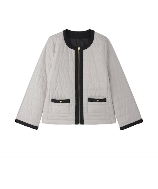 配色中綿ショートブルゾン レディース