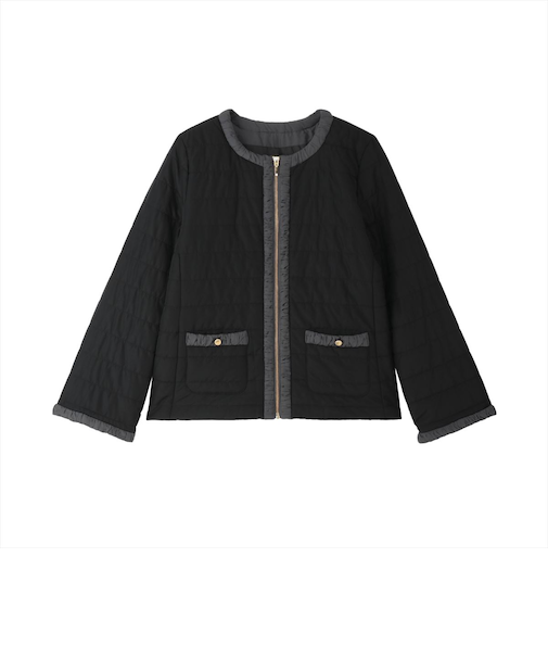 配色中綿ショートブルゾン レディース