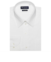 【透け防止・白無地】 レギュラー 長袖 形態安定 綿100% ワイシャツ