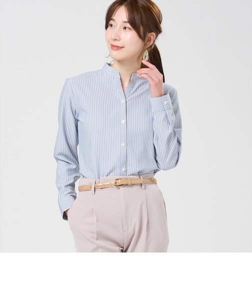 【COFREX】 スキッパー 長袖 レディースデザインシャツ