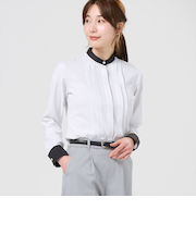 【COFREX】  スタンド配色 長袖 レディースデザインシャツ