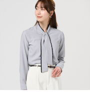 【COFREX】  配色ボウタイ 長袖 レディースデザインシャツ