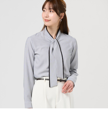 【COFREX】  配色ボウタイ 長袖 レディースデザインシャツ