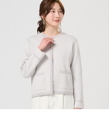 千鳥柄風ニットジャケット レディース
