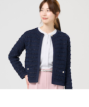 異素材ラメニットジャケット レディース