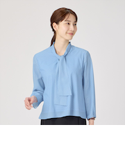 プリントボウタイブラウス 長袖 レディース