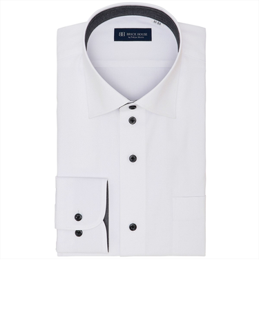 【透け防止】 ワイド 長袖 形態安定 ワイシャツ