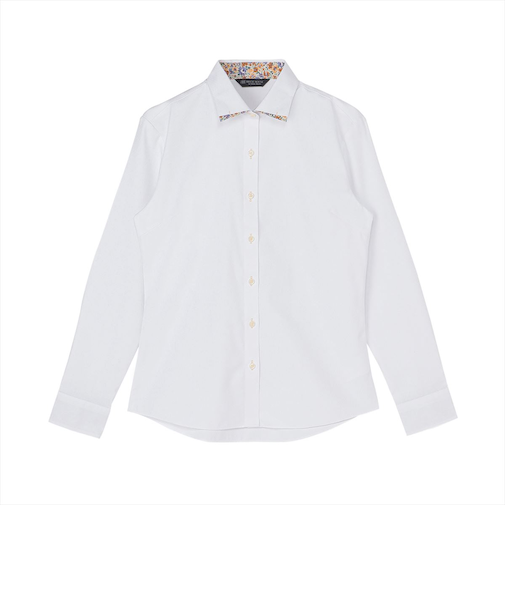 【透け防止】 ワイド 長袖 形態安定 レディースシャツ