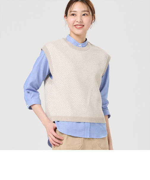 【Pitta Re:)】 鹿の子フレンチ ニットベスト レディース