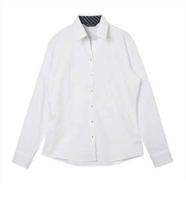 【透け防止】 スキッパー 長袖 形態安定 レディースシャツ