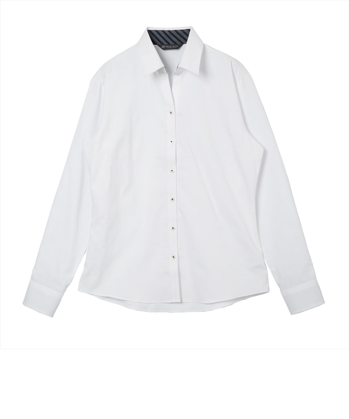 【透け防止】 スキッパー 長袖 形態安定 レディースシャツ