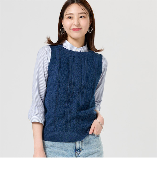 ボートネック ニットベスト レディース
