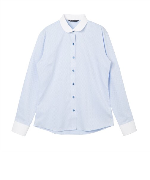 【透け防止】 ラウンド 長袖 形態安定 レディースシャツ