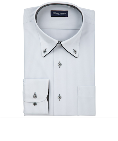 【ストレッチ】 ボタンダウン 長袖 形態安定 ニットシャツ