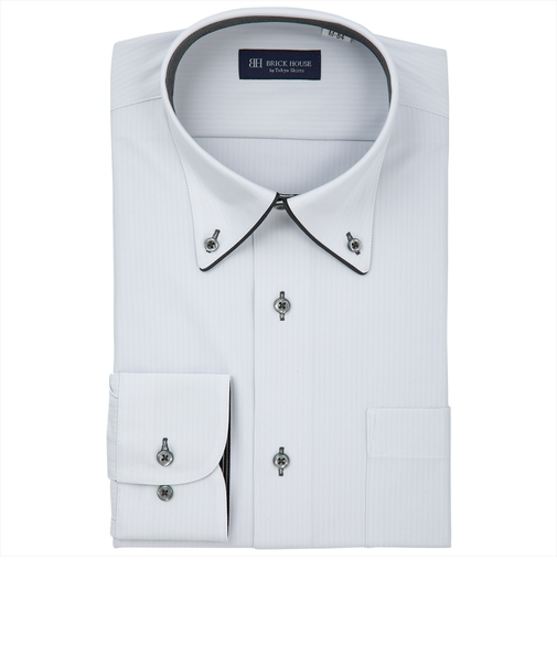 【ストレッチ】 ボタンダウン 長袖 形態安定 ニットシャツ