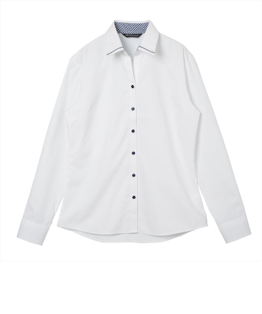 【透け防止】 スキッパー 長袖 形態安定 レディースシャツ