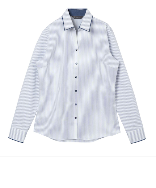 【透け防止】 スキッパー 長袖 形態安定 レディースシャツ