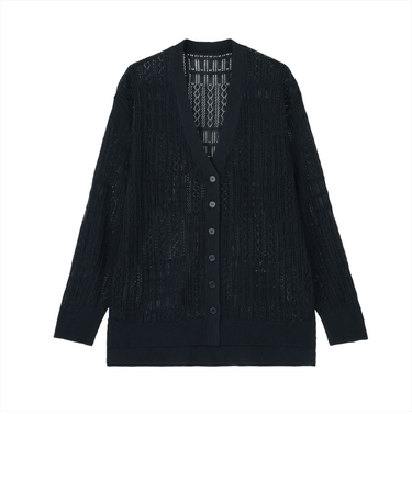 ニット 透かし編みＶカーディガン レディース