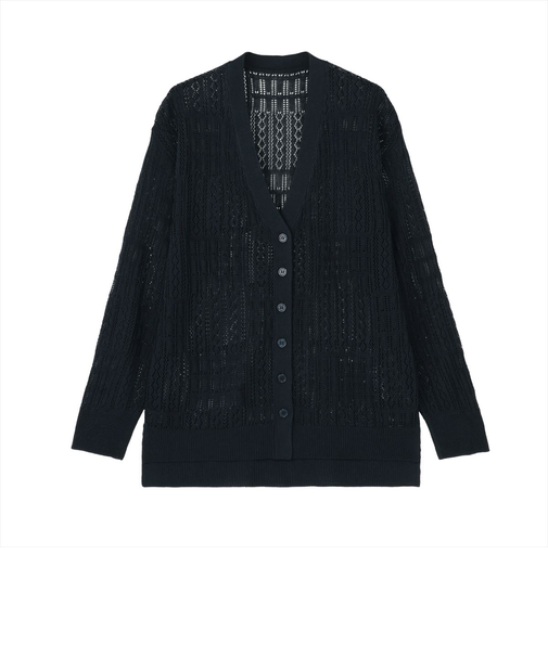 ニット 透かし編みＶカーディガン レディース