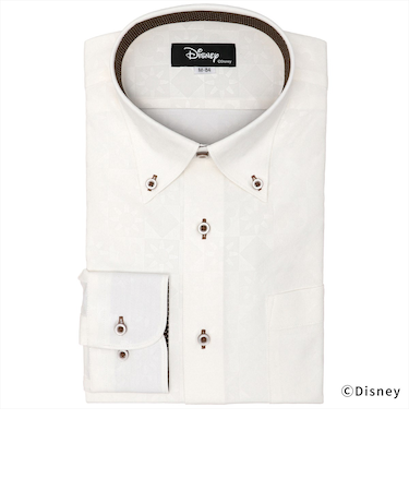 【ディズニー】 ボタンダウン 長袖 形態安定 ニットシャツ ストレッチ