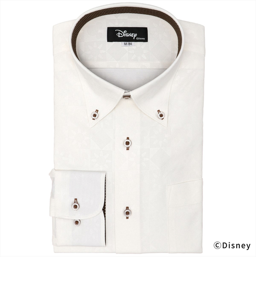 【ディズニー】 ボタンダウン 長袖 形態安定 ニットシャツ ストレッチ