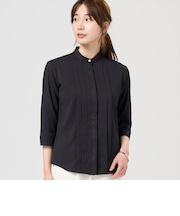 【COFREX】 スタンド ビジューブラウス 七分袖 レディースデザインシャツ