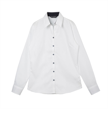 【超形態安定】 スキッパー 長袖 形態安定 綿100% レディースシャツ