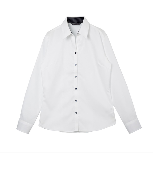 【超形態安定】 スキッパー 長袖 形態安定 綿100% レディースシャツ