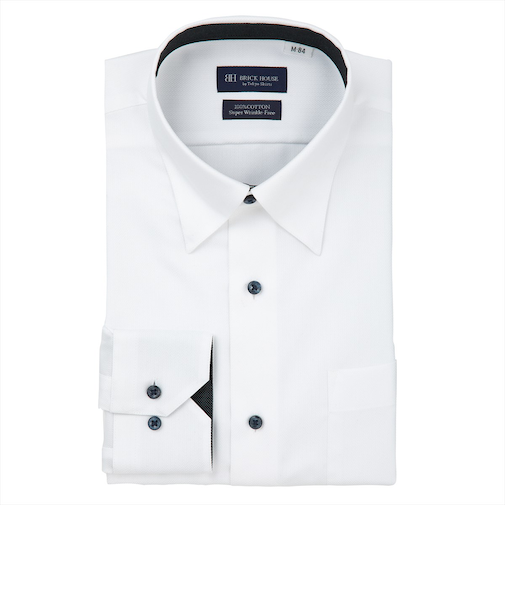 【超形態安定】 スナップダウン 長袖 形態安定 綿100% ワイシャツ