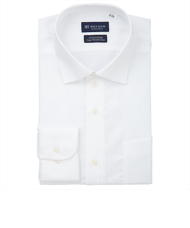 【超形態安定】 ワイド 長袖 形態安定 綿100% ワイシャツ