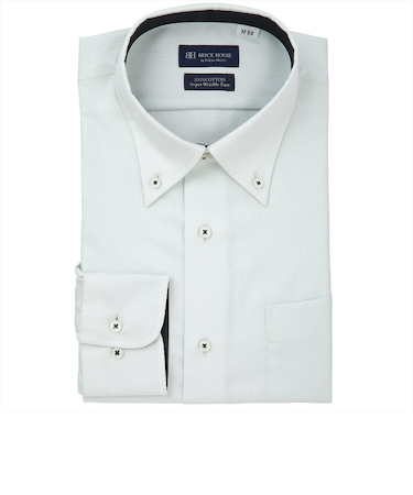 【超形態安定】 ボタンダウン 長袖 形態安定 綿100% ワイシャツ