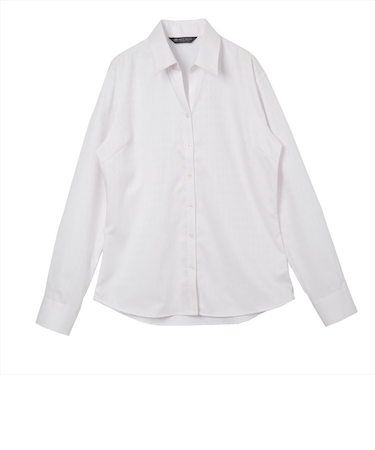 【超形態安定】 スキッパー 長袖 形態安定 綿100% レディースシャツ